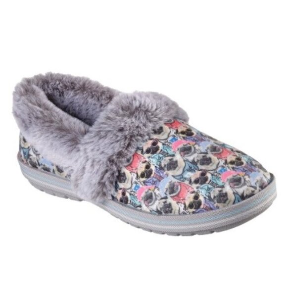 Bobs Skechers Too Cozy Paws Dog Forever Gray Womens Memory Foam Slippers - Picture 1 of 15